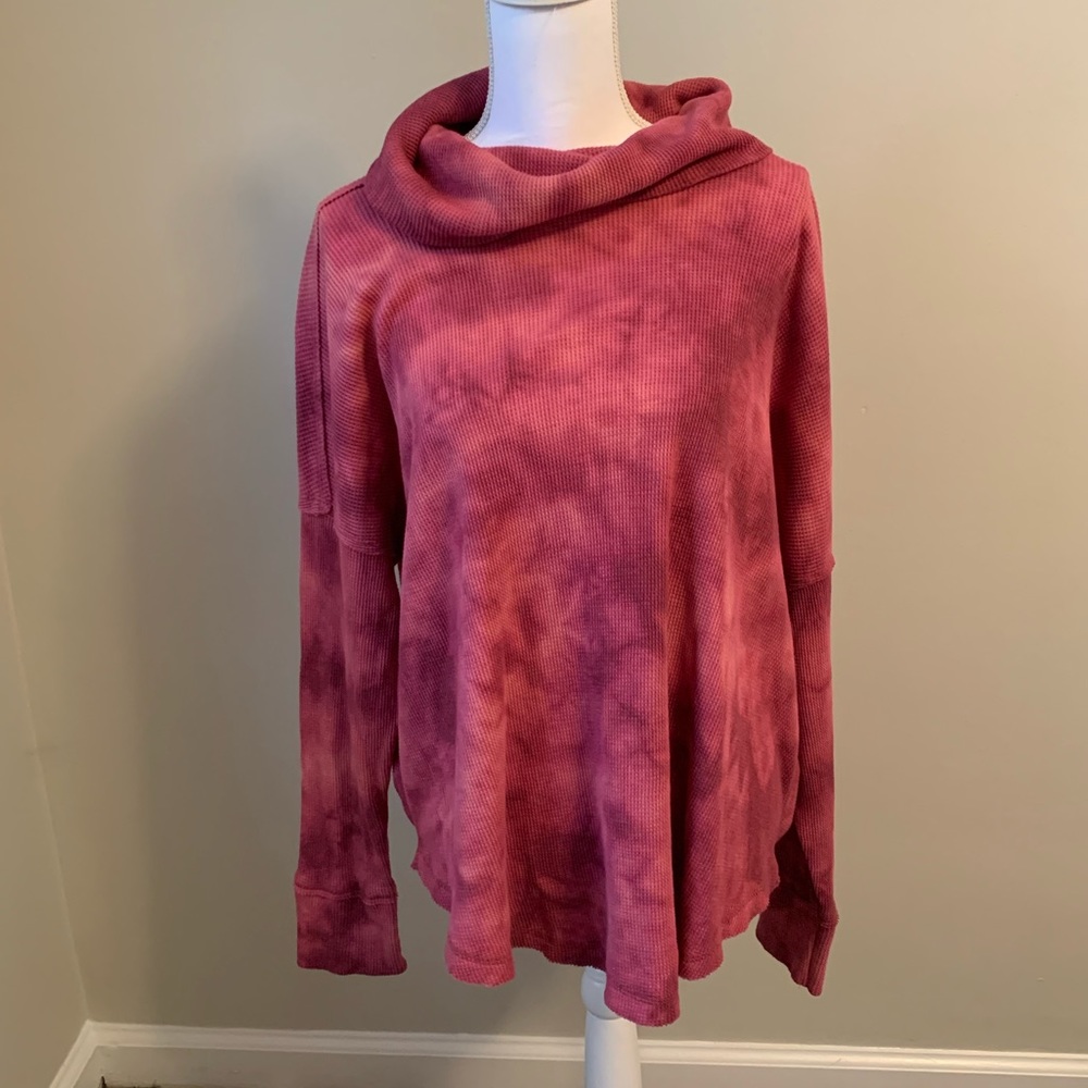 NWT Anthropologie 2X Waffle Knit Long Sleeve Pink
